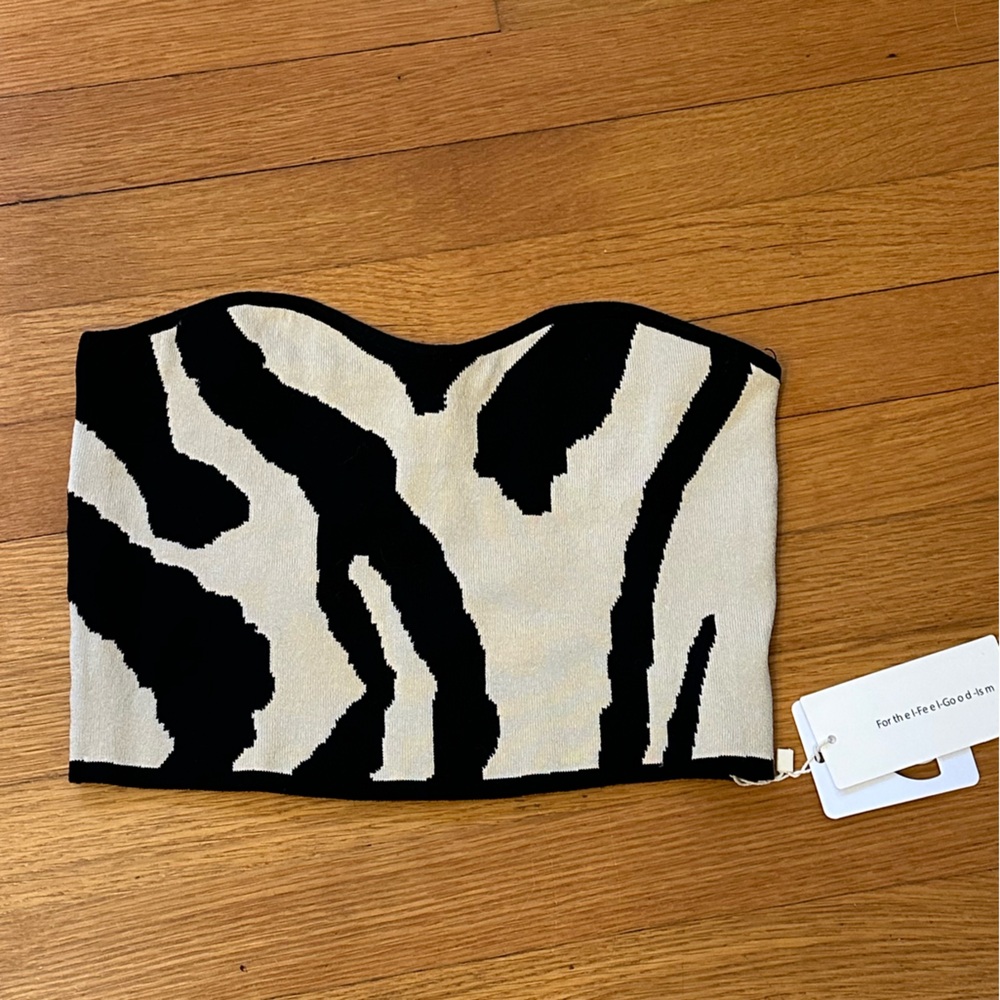 Black and White Bandeau Top Zebra stripe baddie indie
